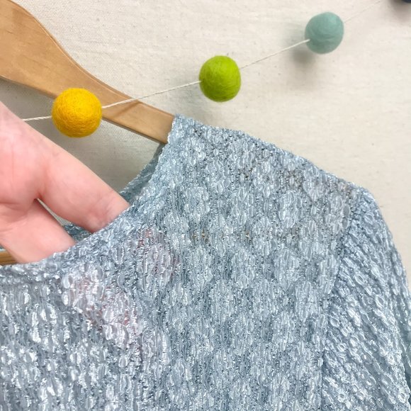 Clio Textured Career Top in Light Blue - Petite Medium - Picture 9 of 16